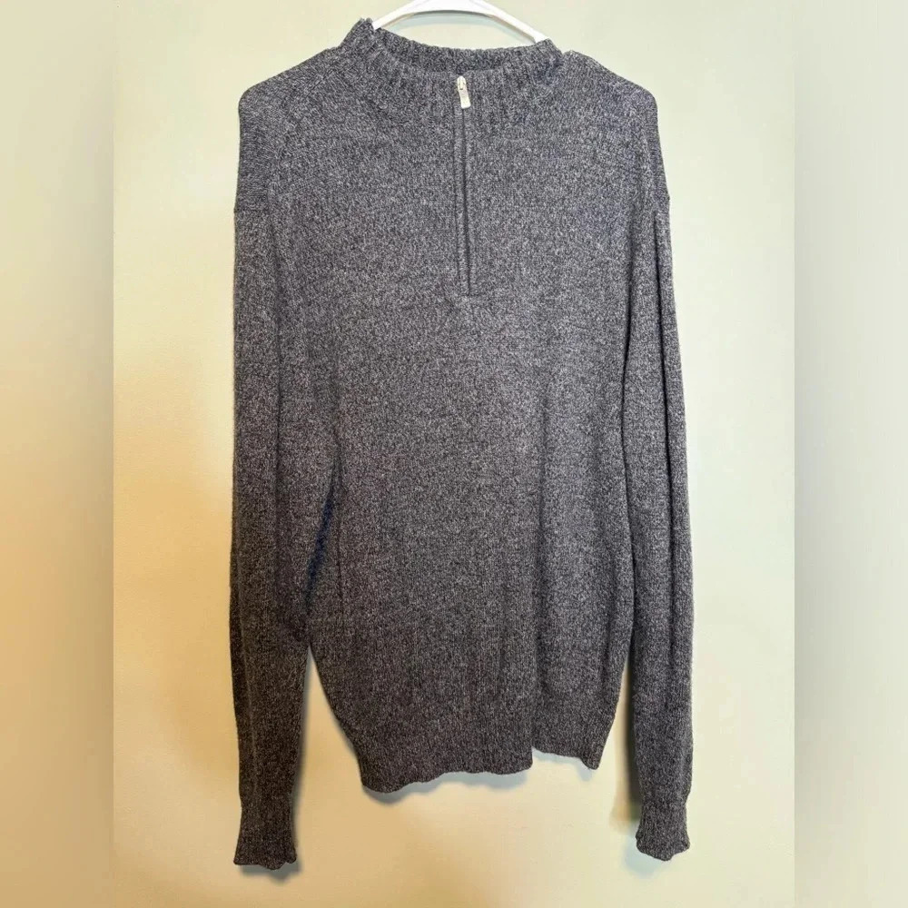 Men's Enzo‎ Montovani 100% Wool 1/4 zip Sweater Size XLarge Dark Gray